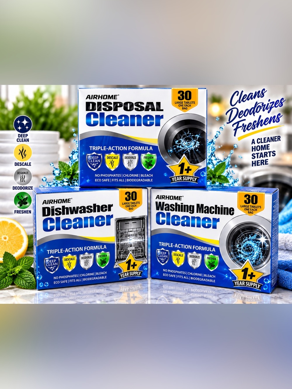 Disposal, dish washer , washing machine Triple-Action Formula 1 year supply